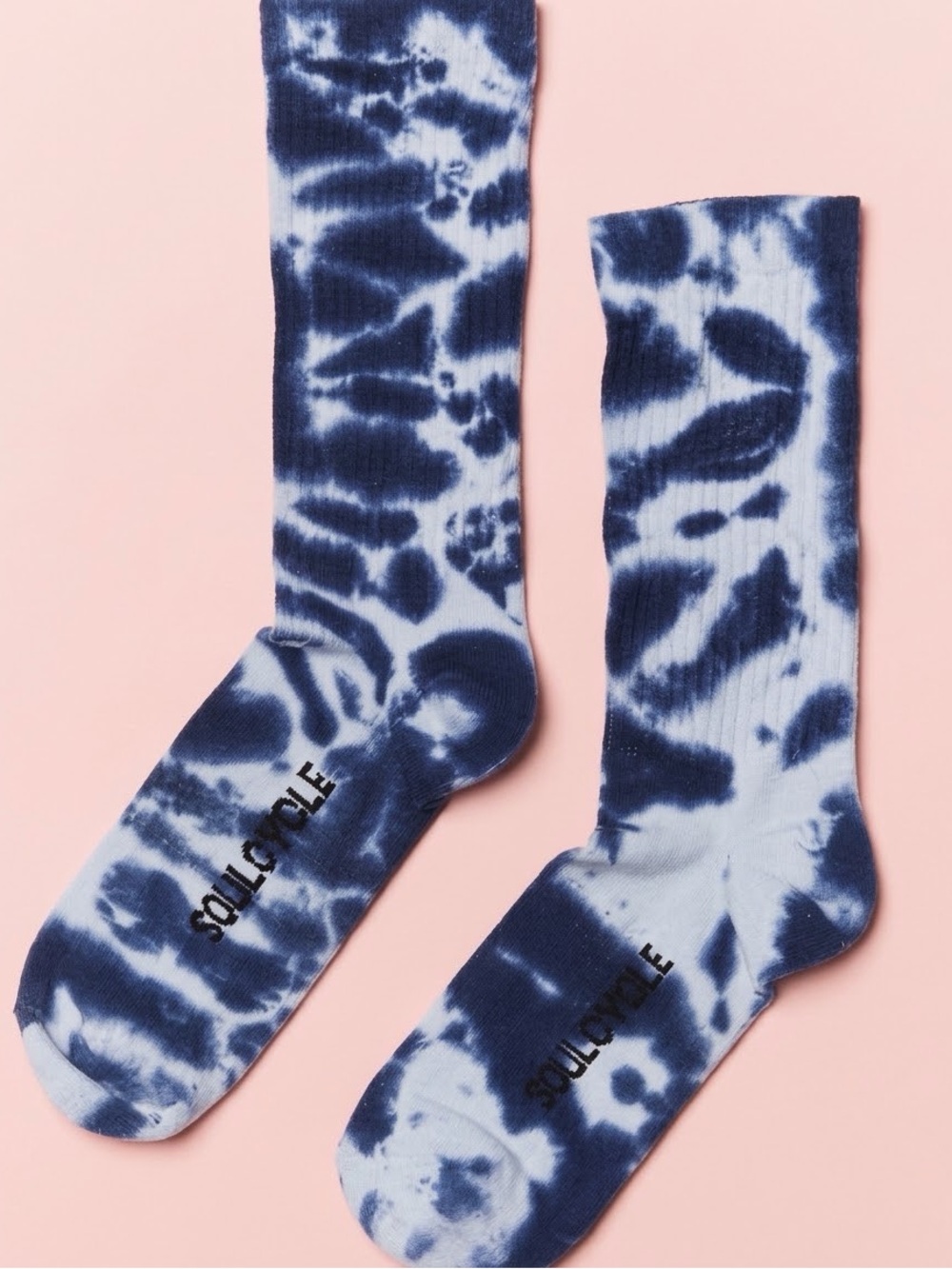 NWT SoulCycle x By My Grace Blue Tie Dye Crew Calf Socks OSFM Unisex
